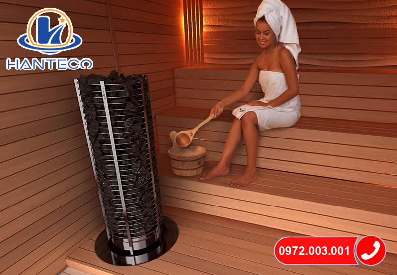 Thiết kế thông minh của máy xông hơi giúp tưới đá sauna dễ dàng hơn