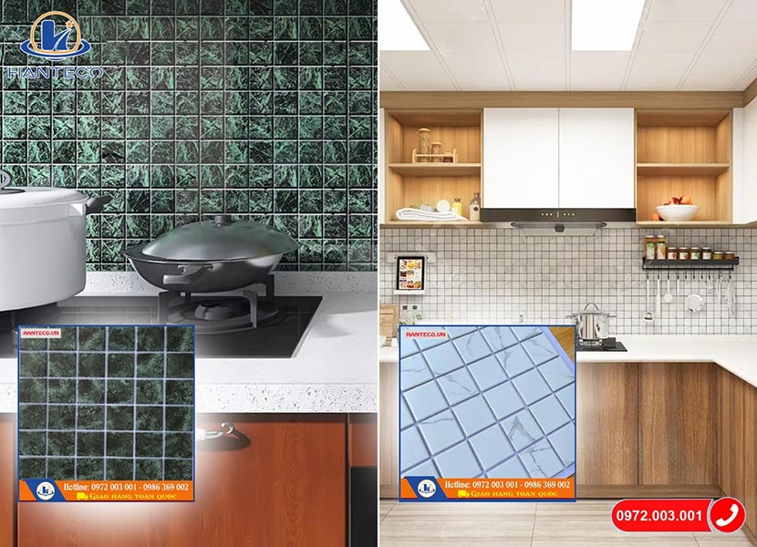 Gạch mosaic gốm ốp tường nhà bếp