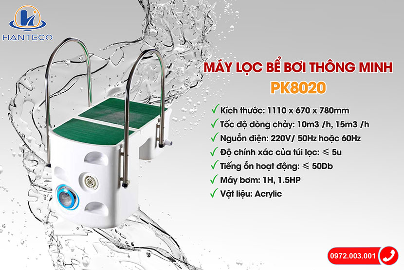 M&aacute;y lọc nước hồ bơi treo th&agrave;nh bể PK8020