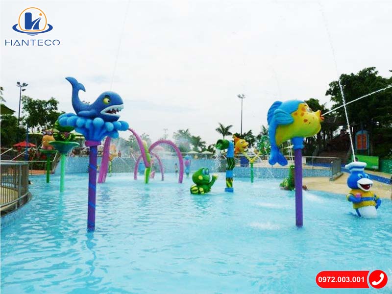 Hình ảnh lắp đặt thực tế Cá heo phun nước tại khu vui chơi