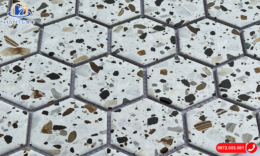 Gạch mosaic lục giác chấm bi