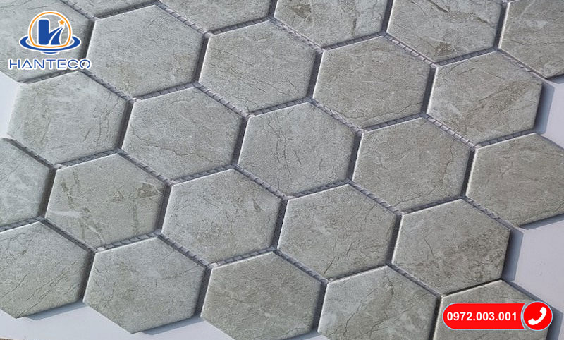 gạch mosaic lục giác lát nền xám 1