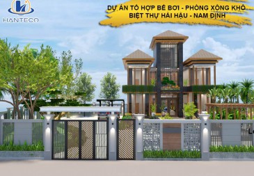 Hoàn thiện tổ hợp bể bơi - phòng xông cho biệt thự tại Hải Hậu - Nam Định